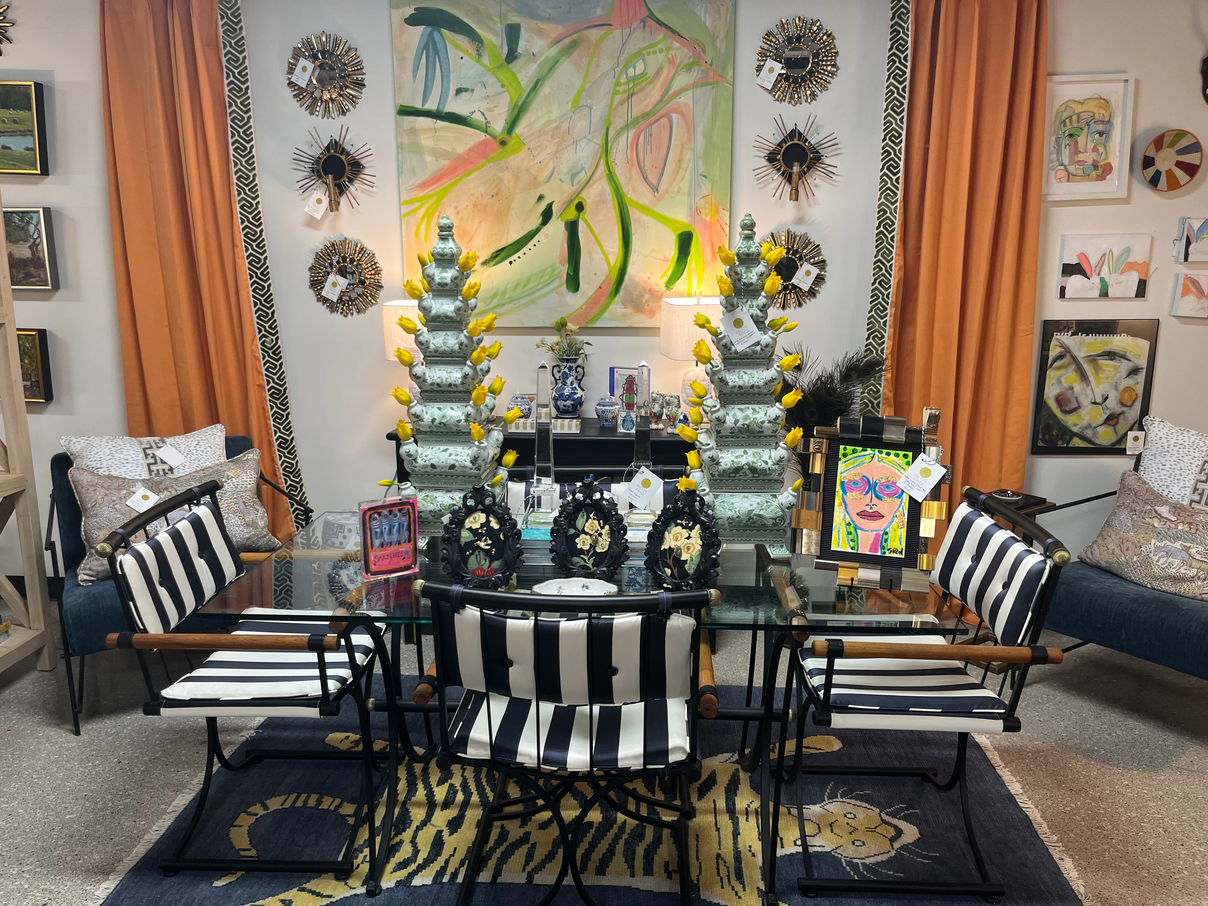 A layered vignette of collected pieces at Pretty Things