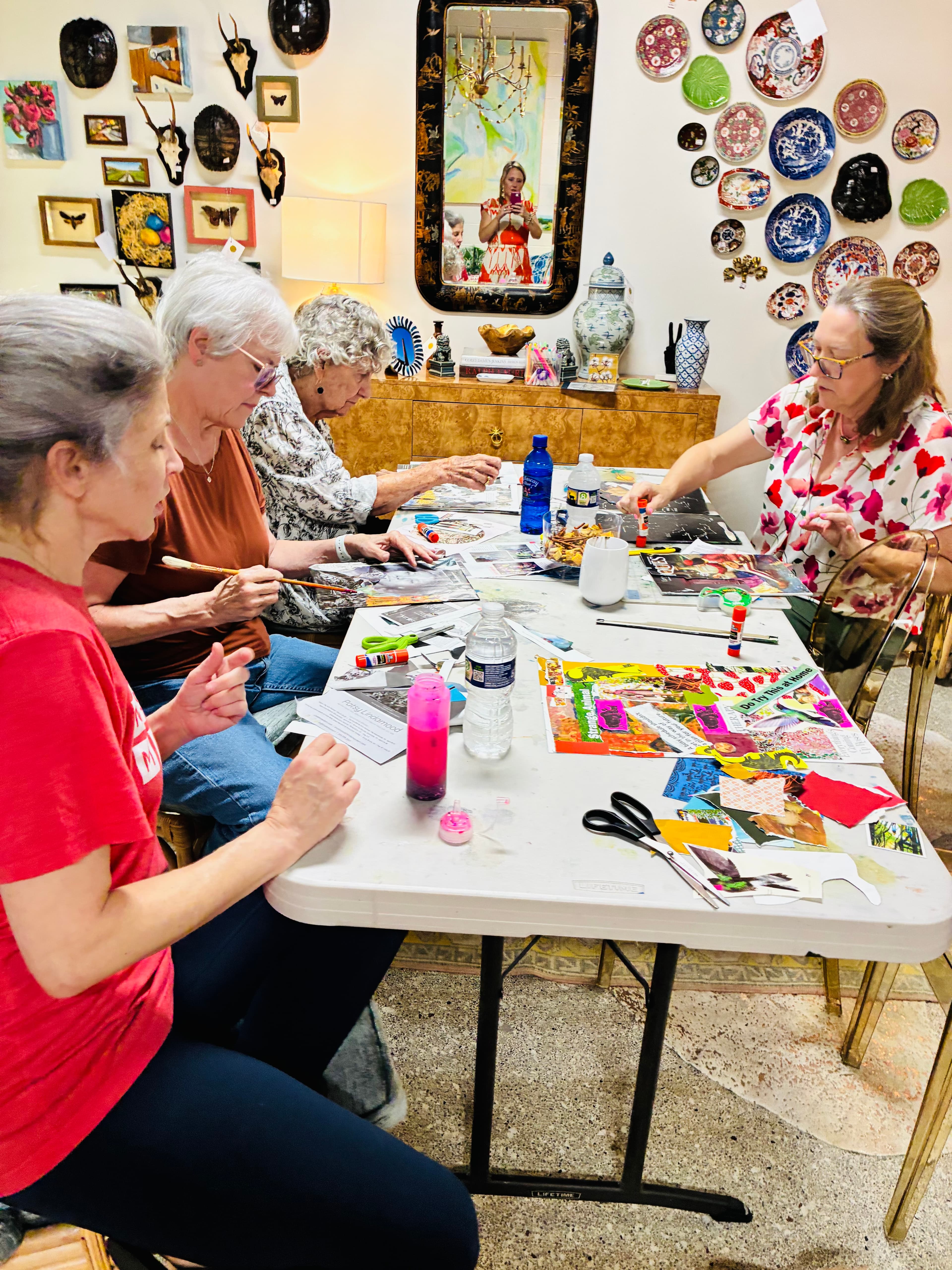 Guests making collages together