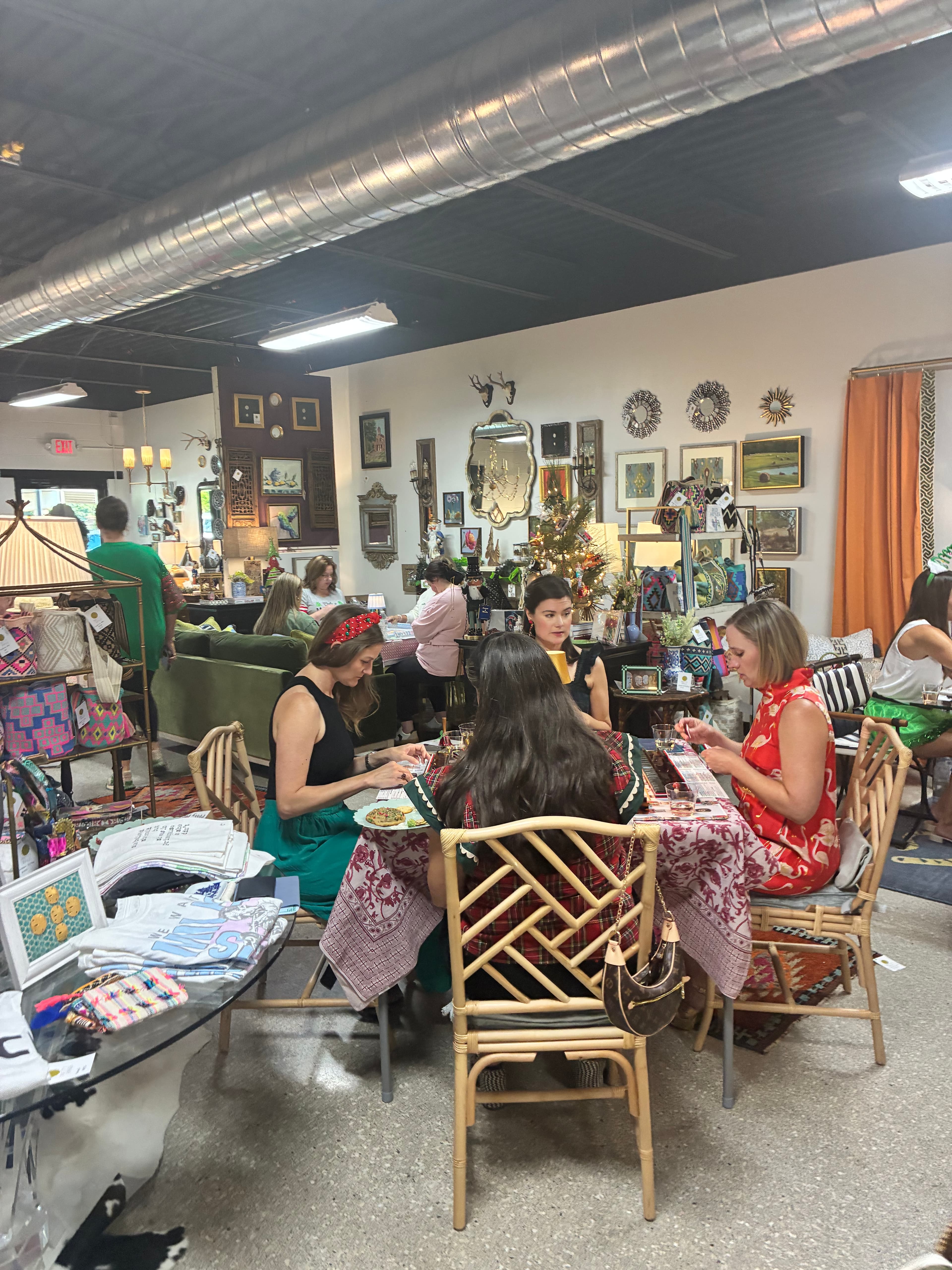 Christmas in July guests in the showroom