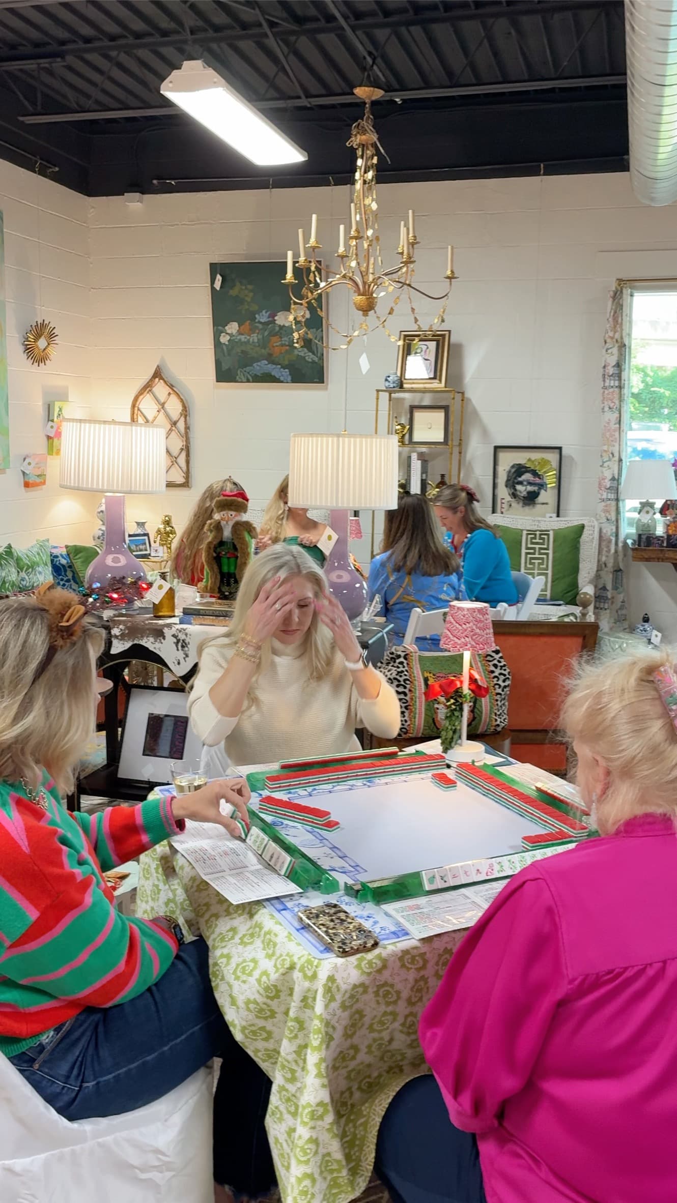 Guests gathered around the holiday table
