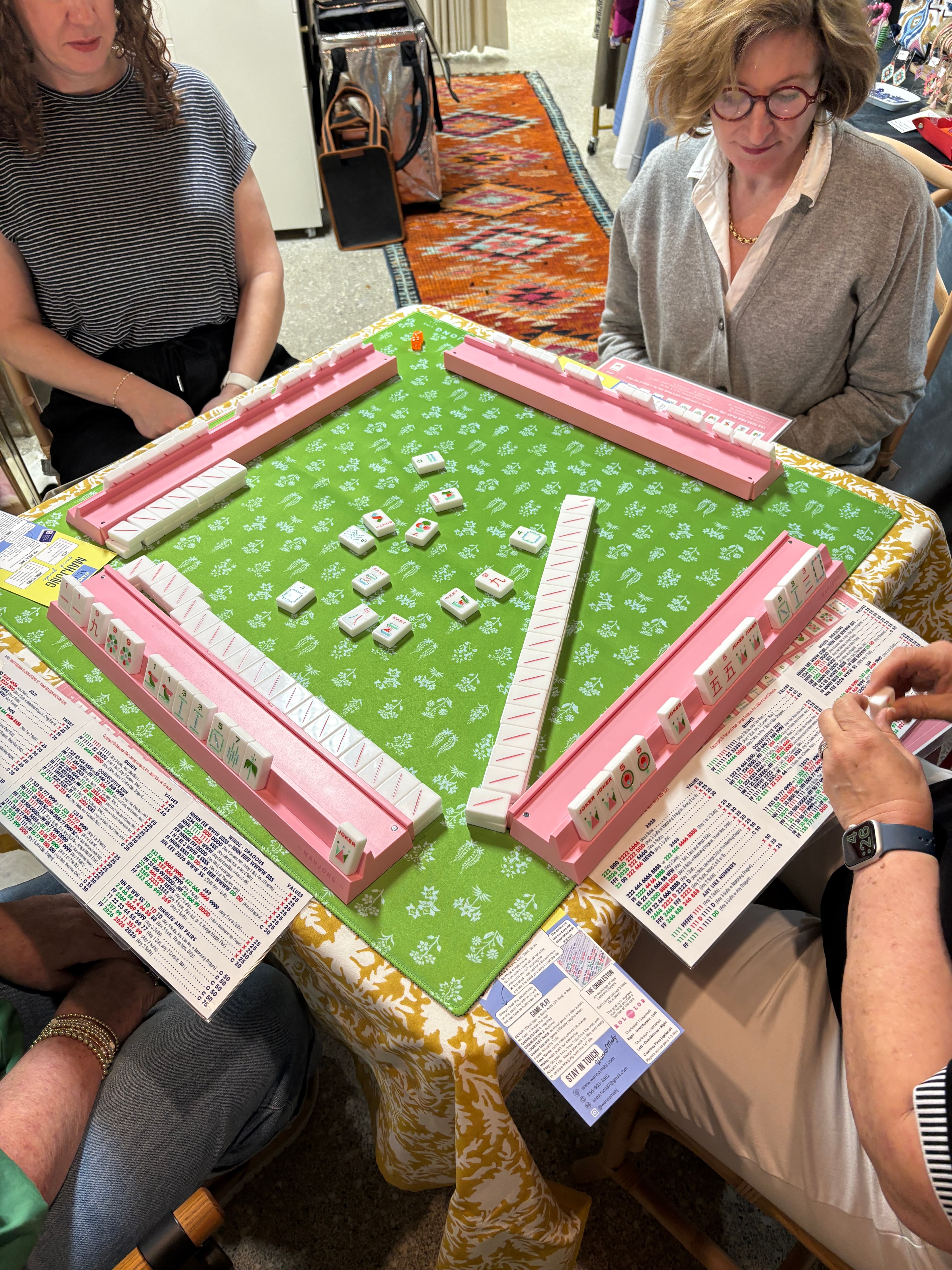 Close view of a Mahjong table
