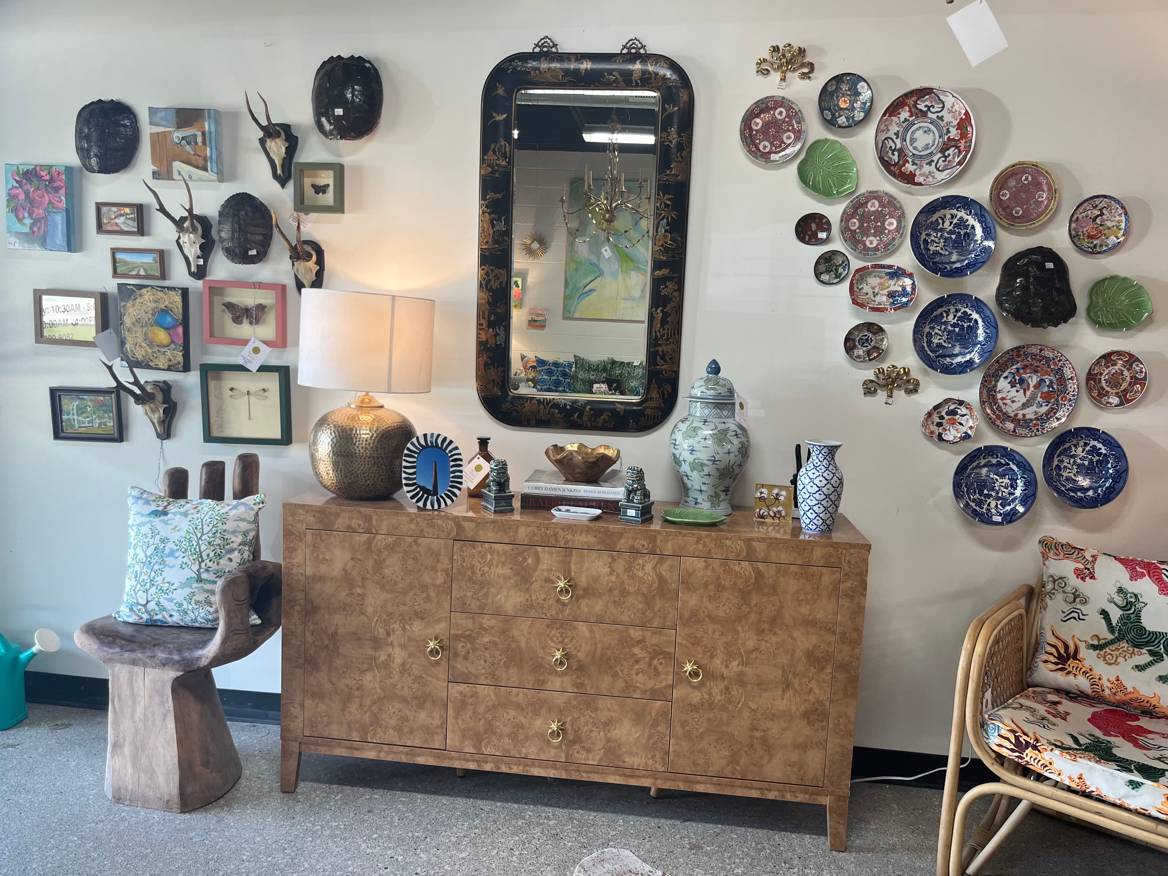 Art and decorative objects arranged at Pretty Things